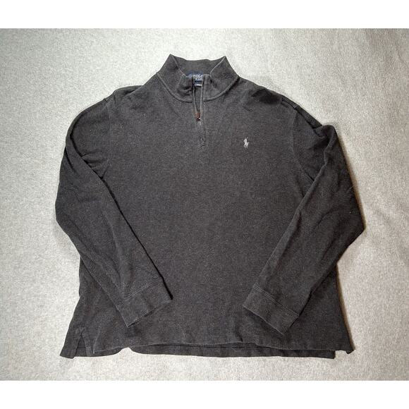 Polo Ralph Lauren Sweater Mens XL Estate Rib Gray Pullover Sweatshirt 1/4 Zip - Picture 1 of 9